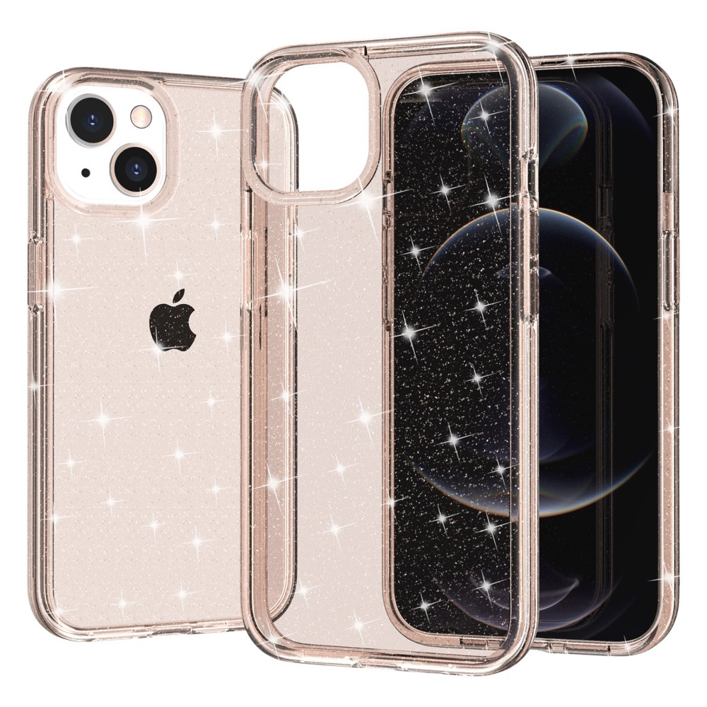 iPhone 14 Hybrid Hardcase Schutzhülle im Glitzer Design - Gold / Transparent