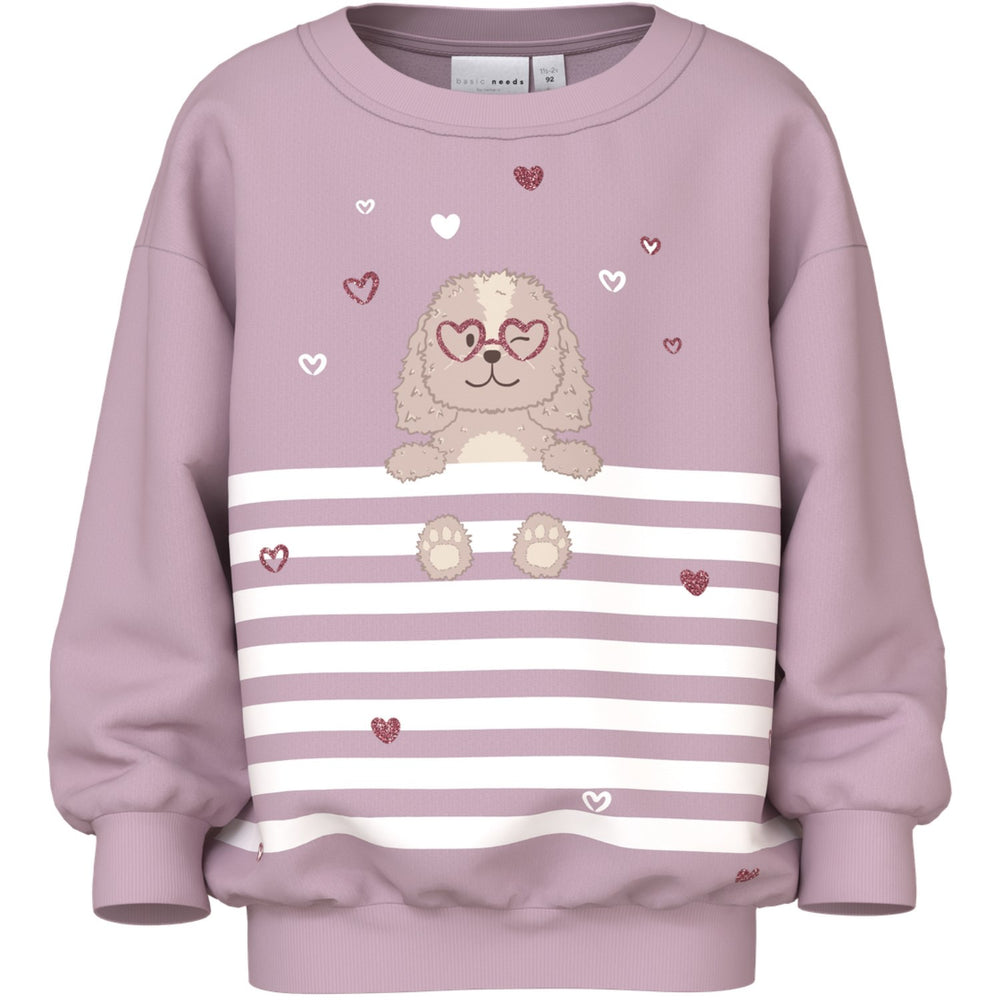 Køb Name It Dawn Pink Dog Heart Stripe Nmfvalona Ls Long Rlx Sweat Bru