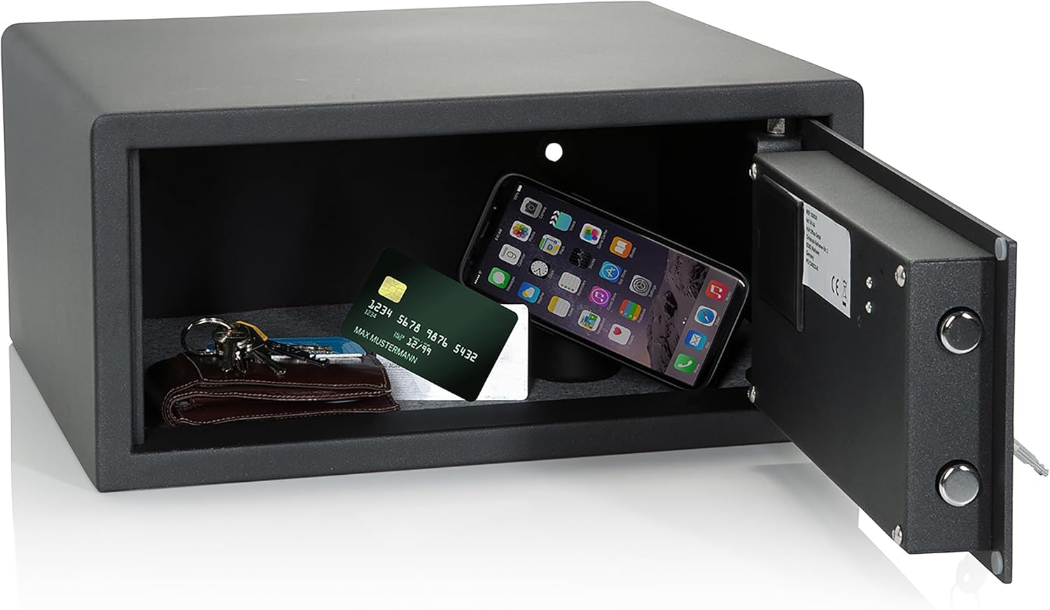 hjh OFFICE Tresor mit Zahlenschloss 25,5 L Safe COMPACT I Stahl Schwarz Möbeltresor Elektronik Schloss 20x42x37cm, 830038