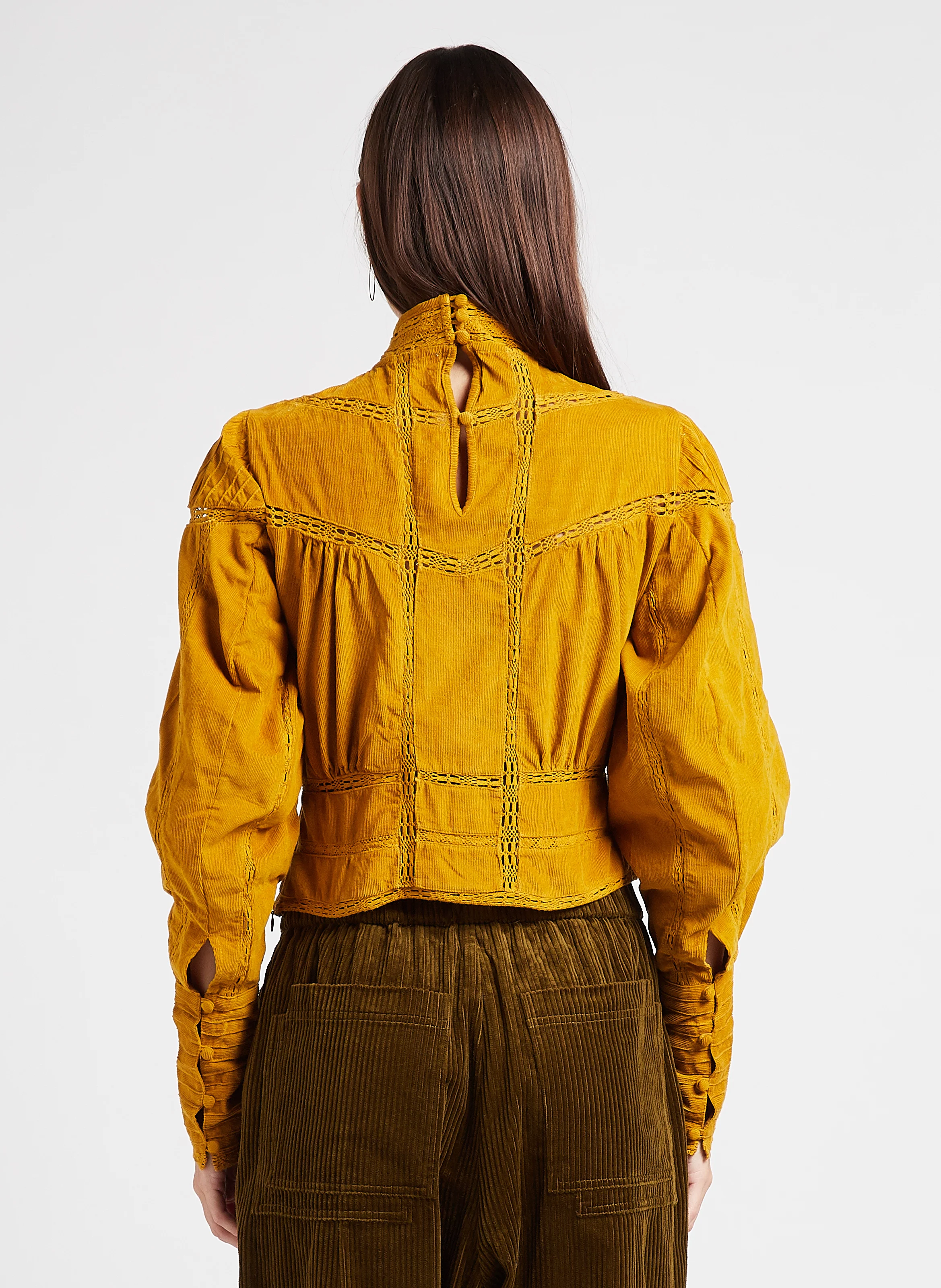 Top col montant en coton | Marron