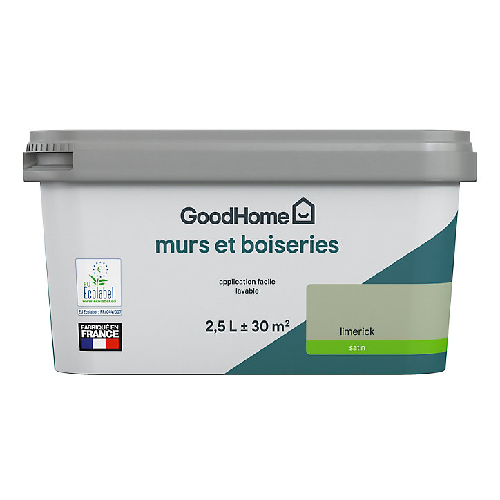 Peinture intérieure couleur murs et boiseries GoodHome Limerick vert 2.5L