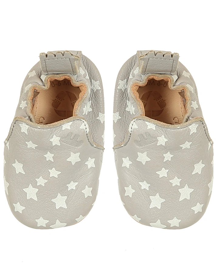 Krabbelschuhe BLUMOO STARS in hellgrau