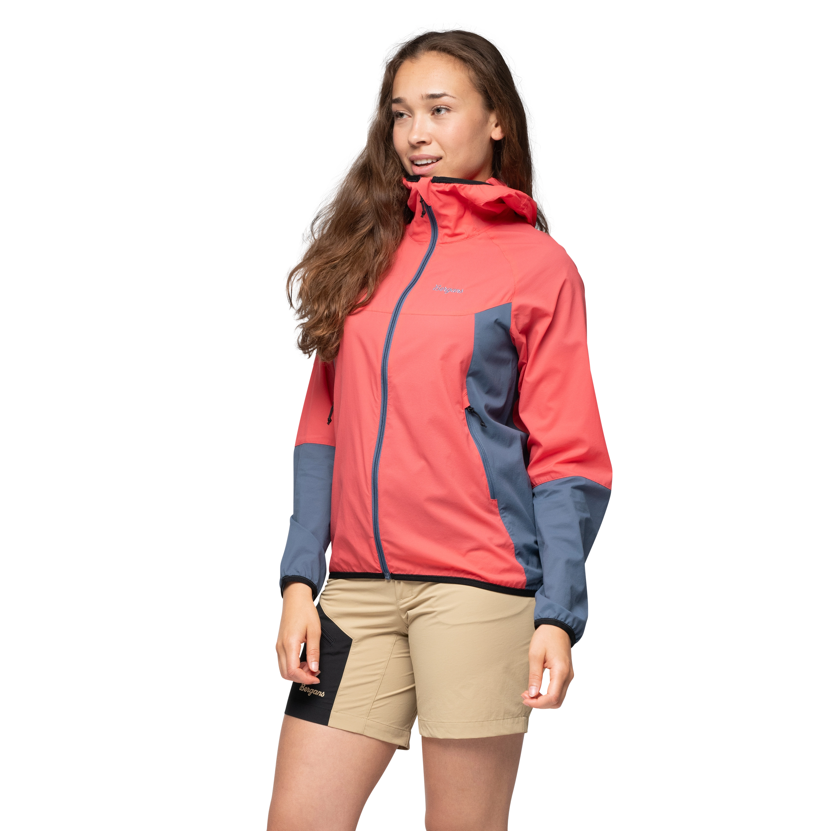 Vaagaa Windbreaker Jacket Women Peachy Red / Granite Blue