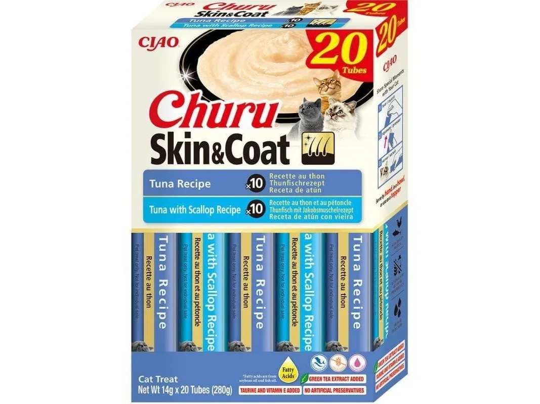 INABA CAT CHURU SKIN & COAT TUNA przysmak dla kota 20x14g (280g)
