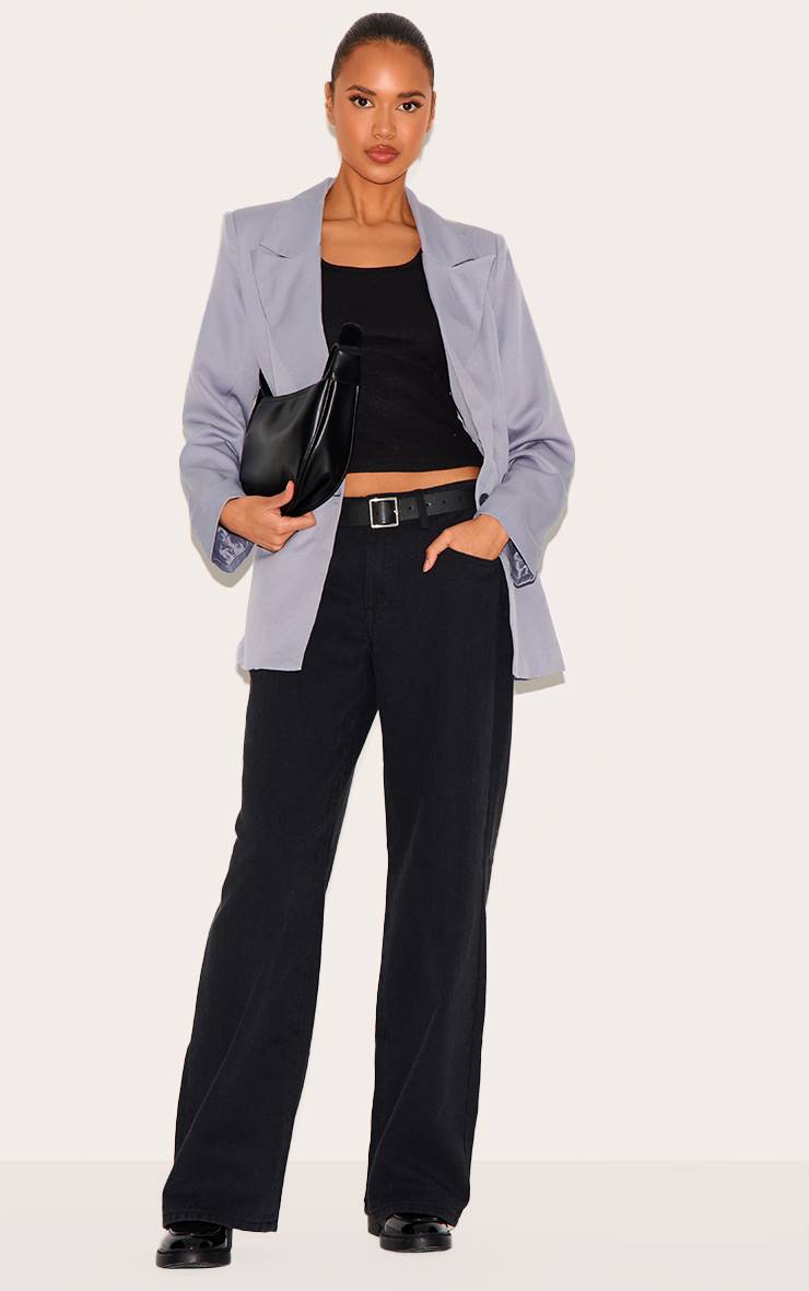Gris Blazer Ample Drapé Avec Détails De Boutons