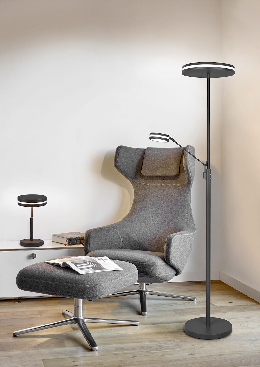 TRIO LED Deckenfluter FRANKLIN 2-flg anthrazit