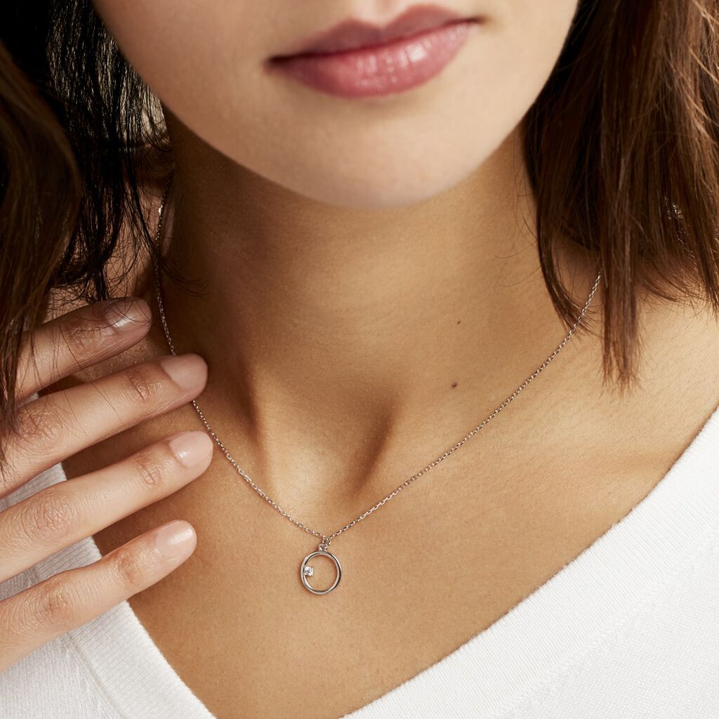 Collier Anas Argent Blanc Oxyde De Zirconium