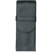 Etui pour stylo, pour 3 stylos, noir, cuir véritable