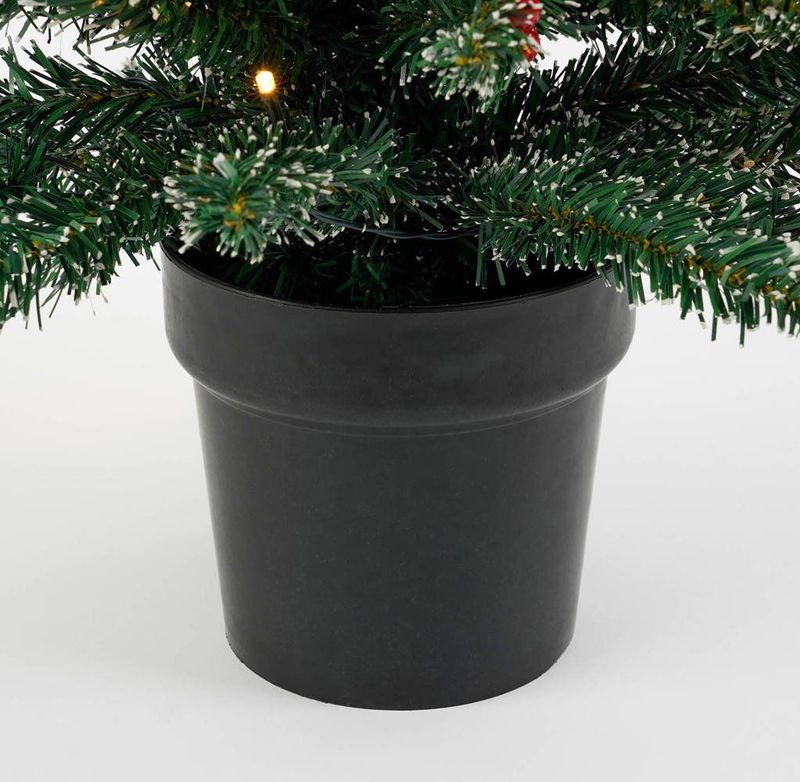 Black Box Trees - Creston - Kunstkerstboom - Groen Frosted - H90 x Ø50 cm - Met LED Verlichting