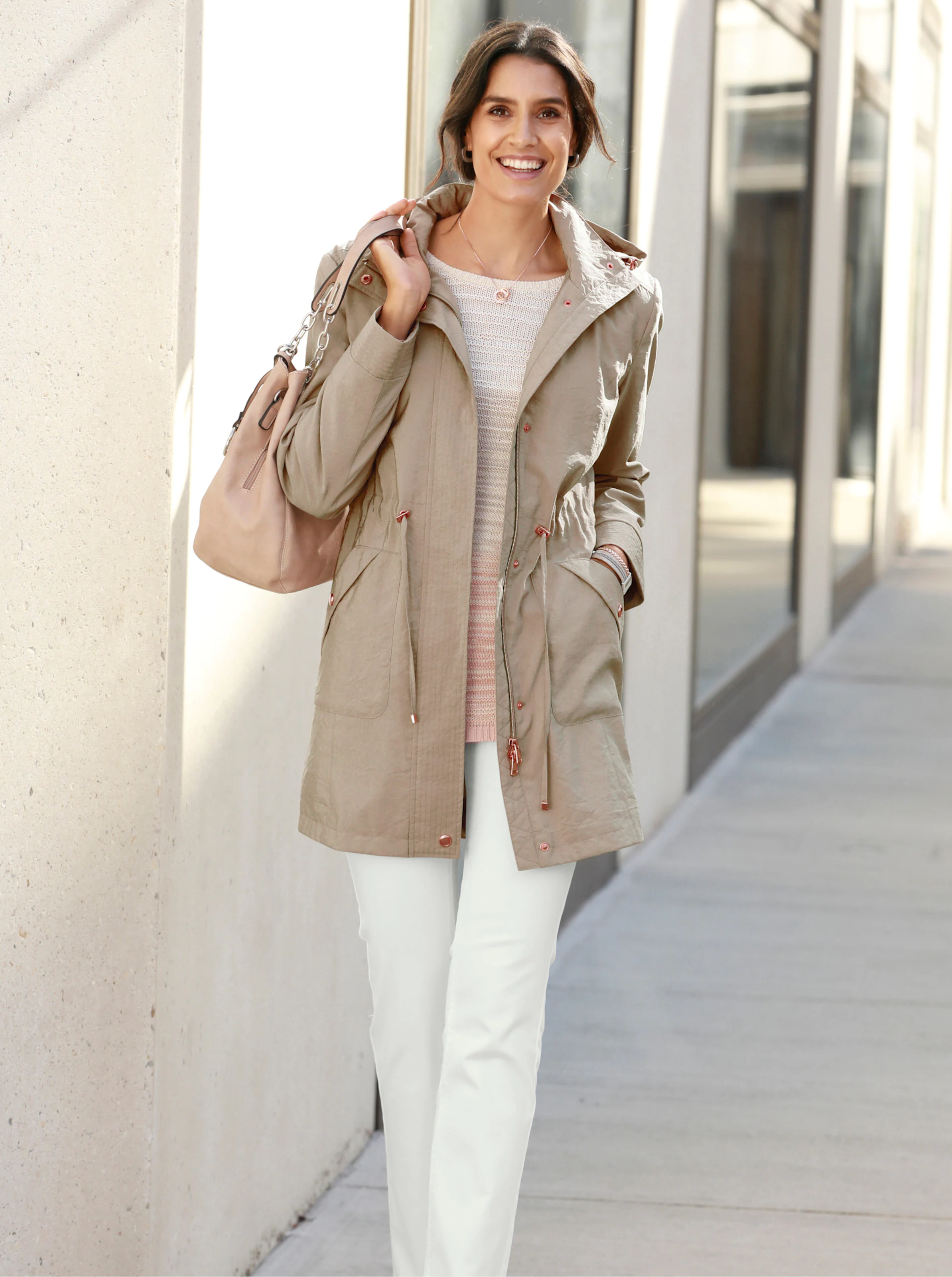 Longjacke in sesam