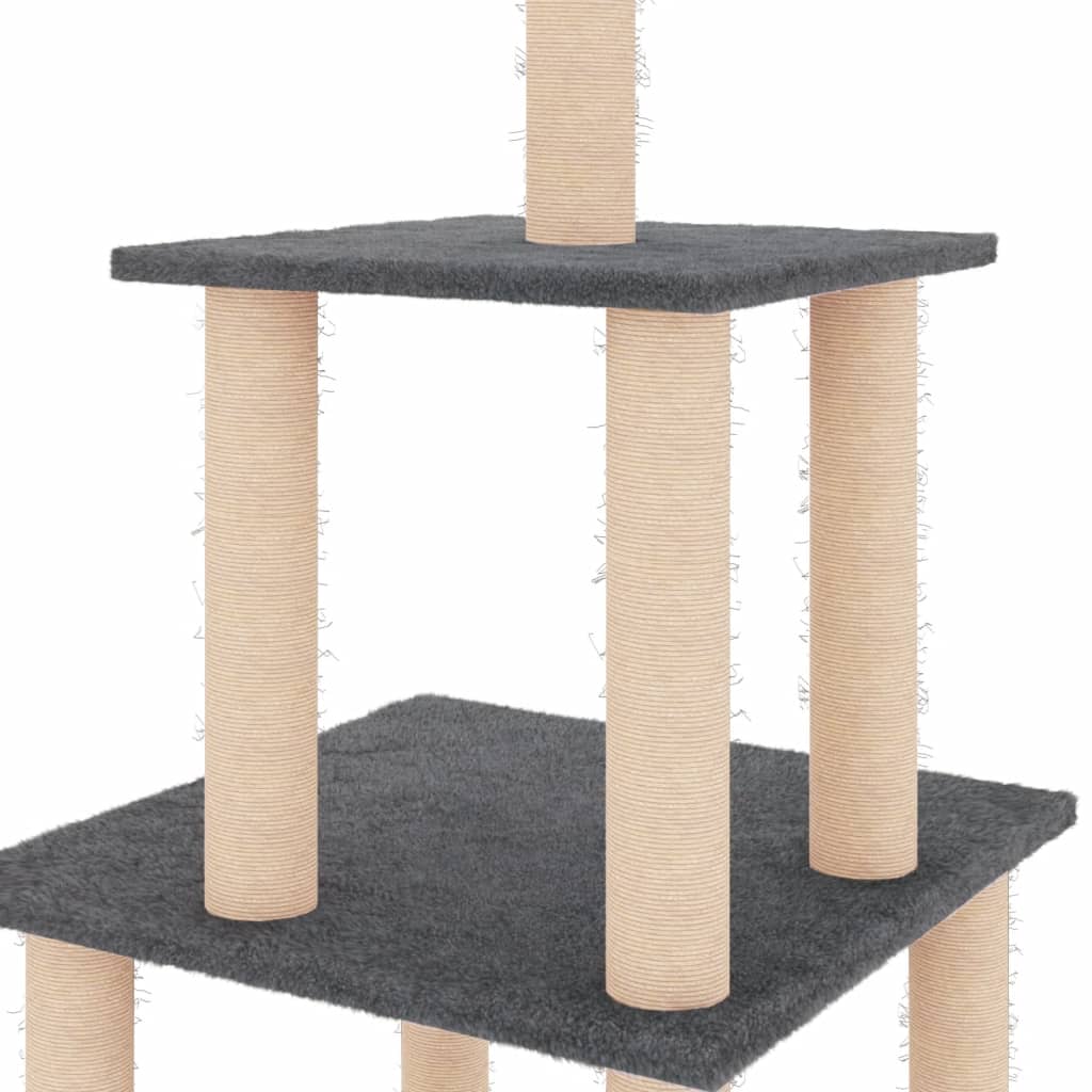 Arranhador para gatos vidaXL com hastes de sisal cinza escuro, 111 cm