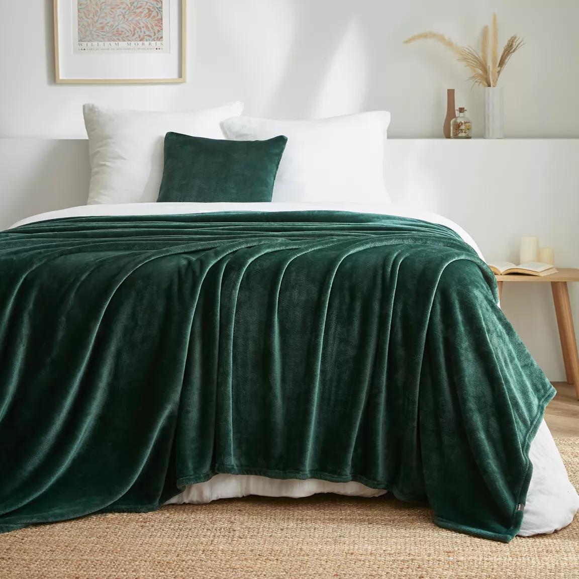 Plaid doux flanelle (220 x 240 cm) Didou Vert