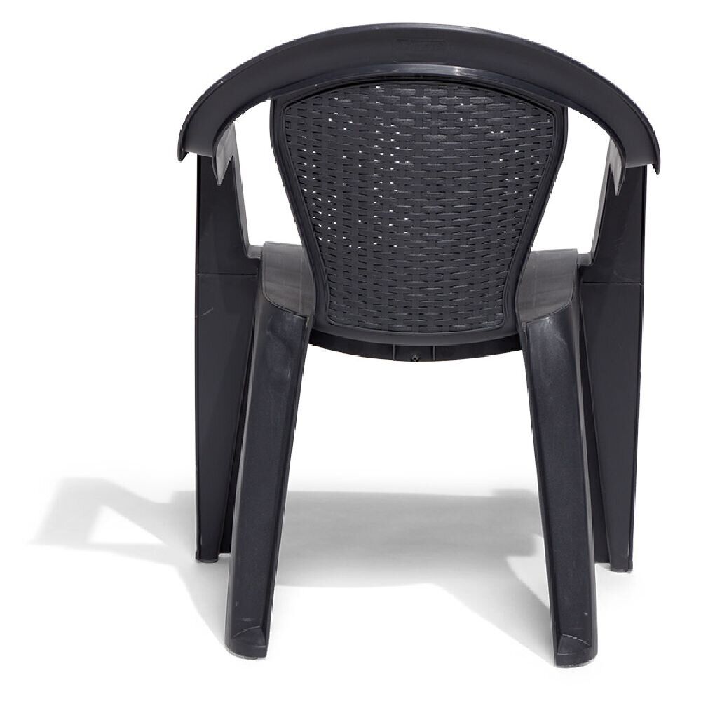 Fauteuil monobloc VIVA plastique gris avec dossier tressé 56x53xH80cm
