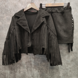 Western fringe set - zwart