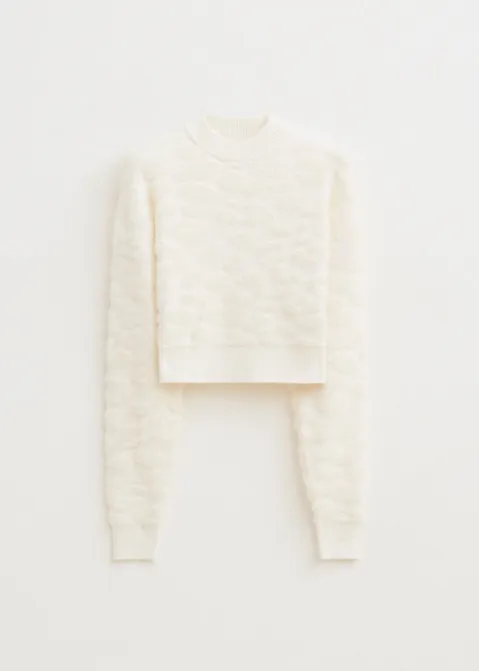 Trui met textuur off-white (WIT.O)