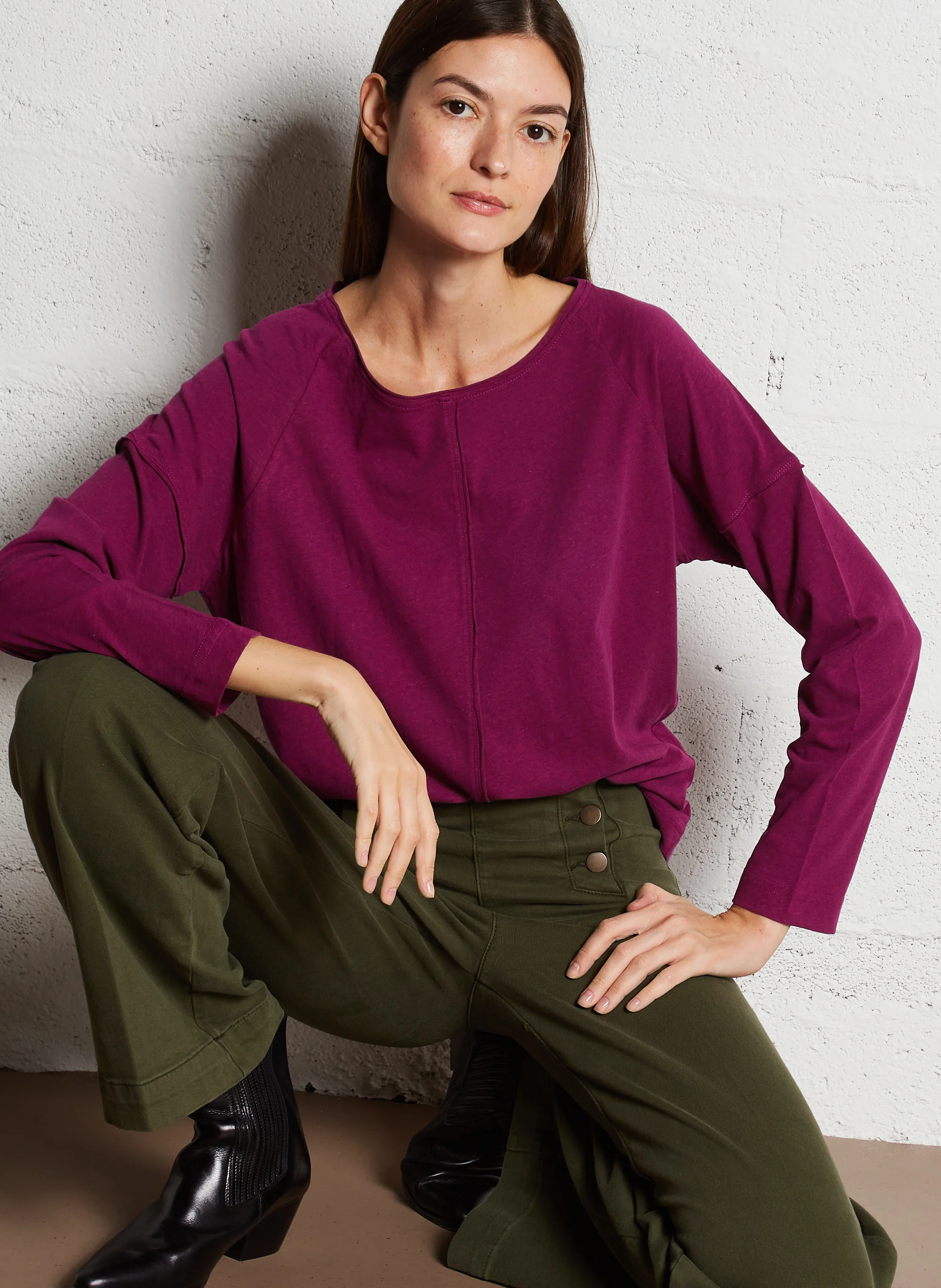 DAKOTA - Tee-shirt col bateau en coton mélangé | Rose