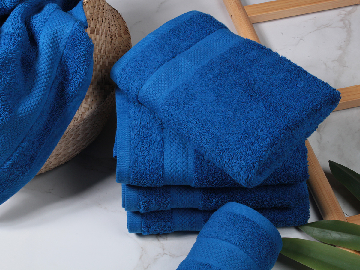 DoubleDry Hotel 16 x 21 cm set van 6 washandjes - blauw