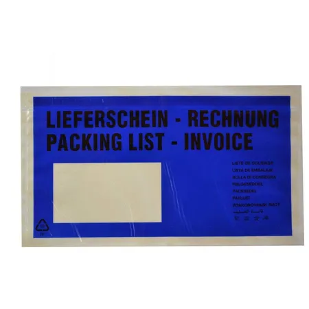 DM Folien Lieferscheintaschen DIN lang, blau, 100 Stück