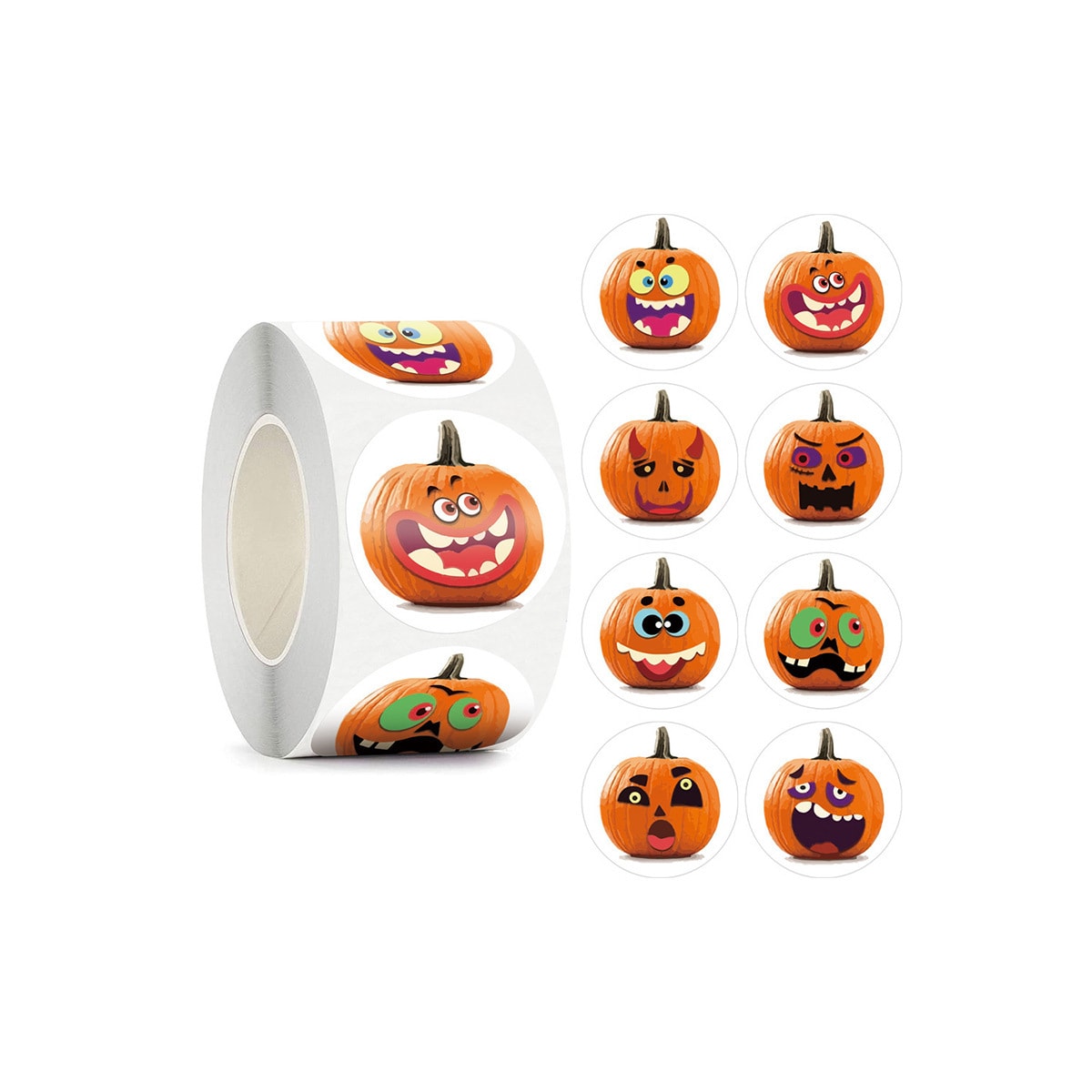 Halloween-klistremerker med gresskar 1 rull/500 stk Oransje