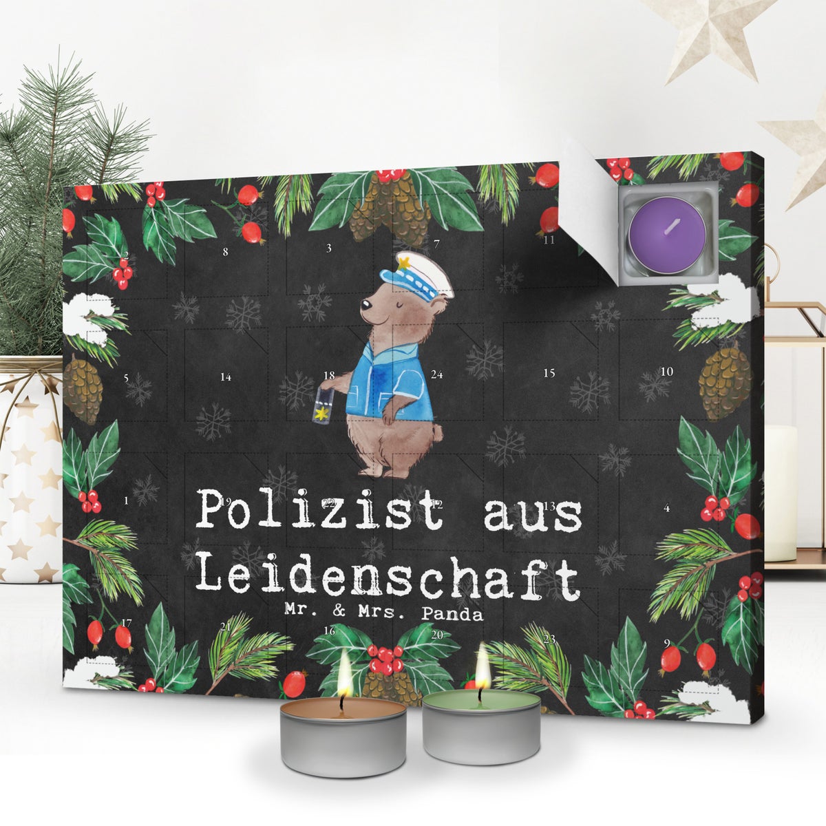 Mr. & Mrs. Panda Geurkaars Adventskalender Politieman Passie - Zwart