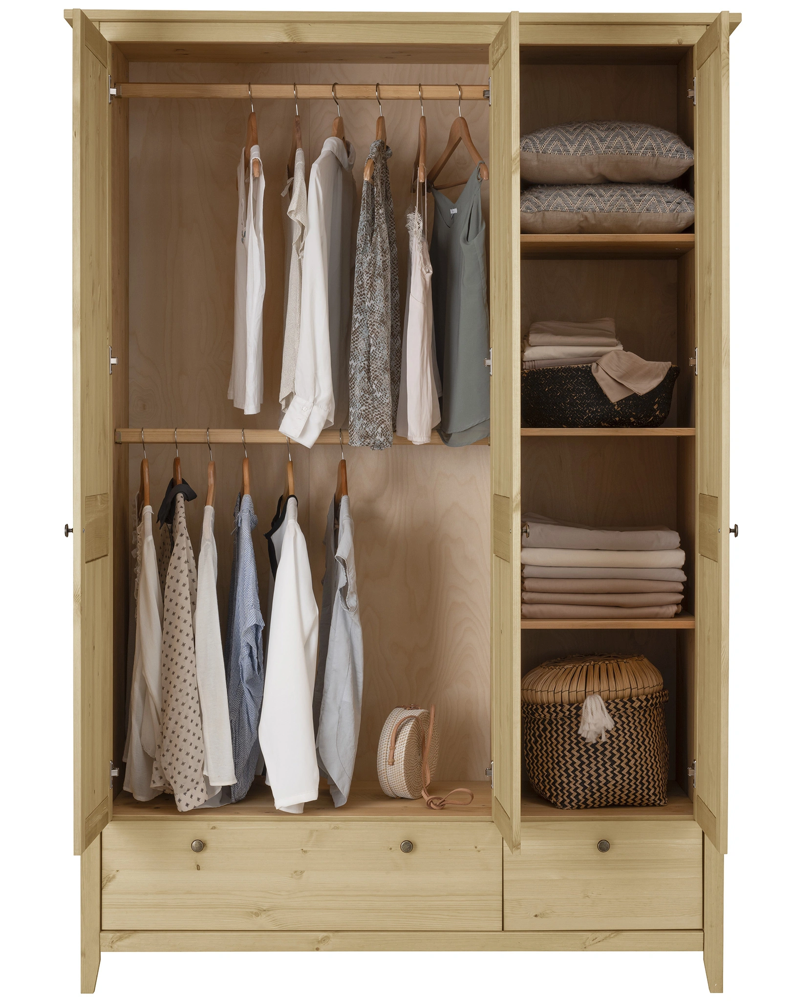 Kleiderschrank SOLVITA groß (Farbe: laugenfarbig)
