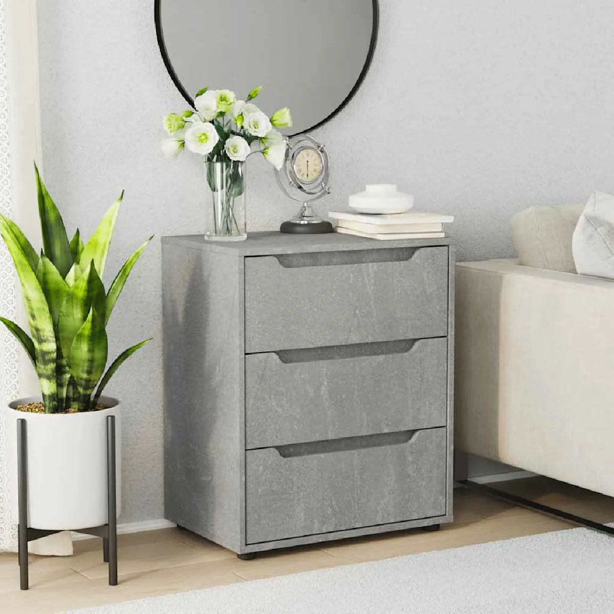 vidaXL Buffet VISNES - Gris béton, 60x40x73 cm