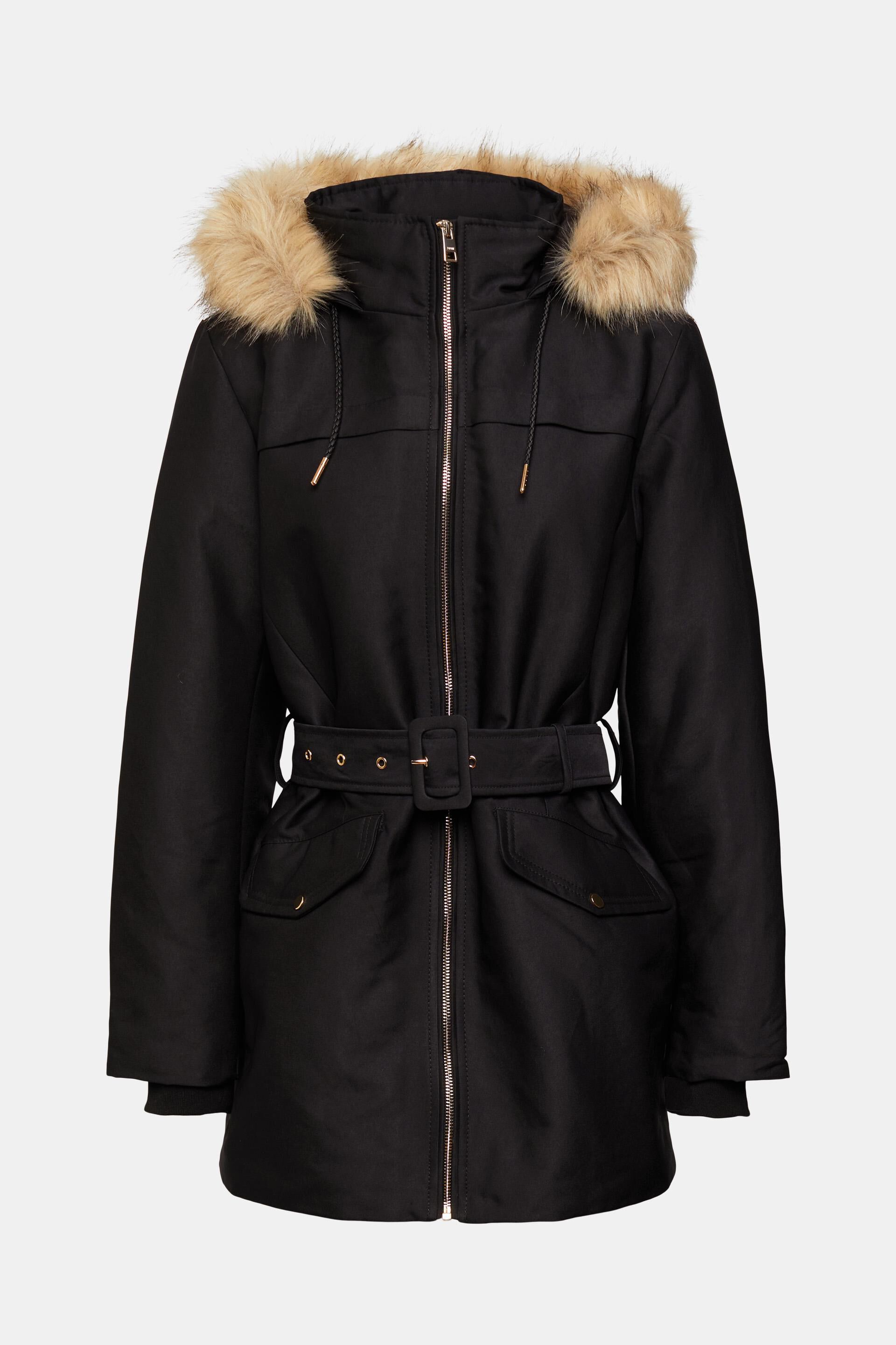 Parka à capuche en fourrure synthétique