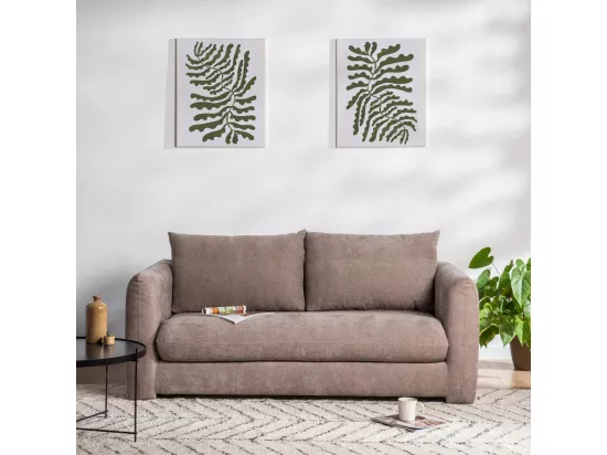 Wiame - Canapé 2,5 places en tissu : Couleur - Taupe