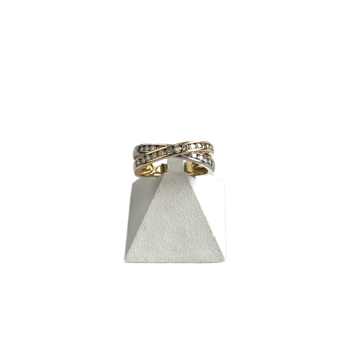 Bague d'occasion 2 ors 750 anneaux entrelacés diamants
