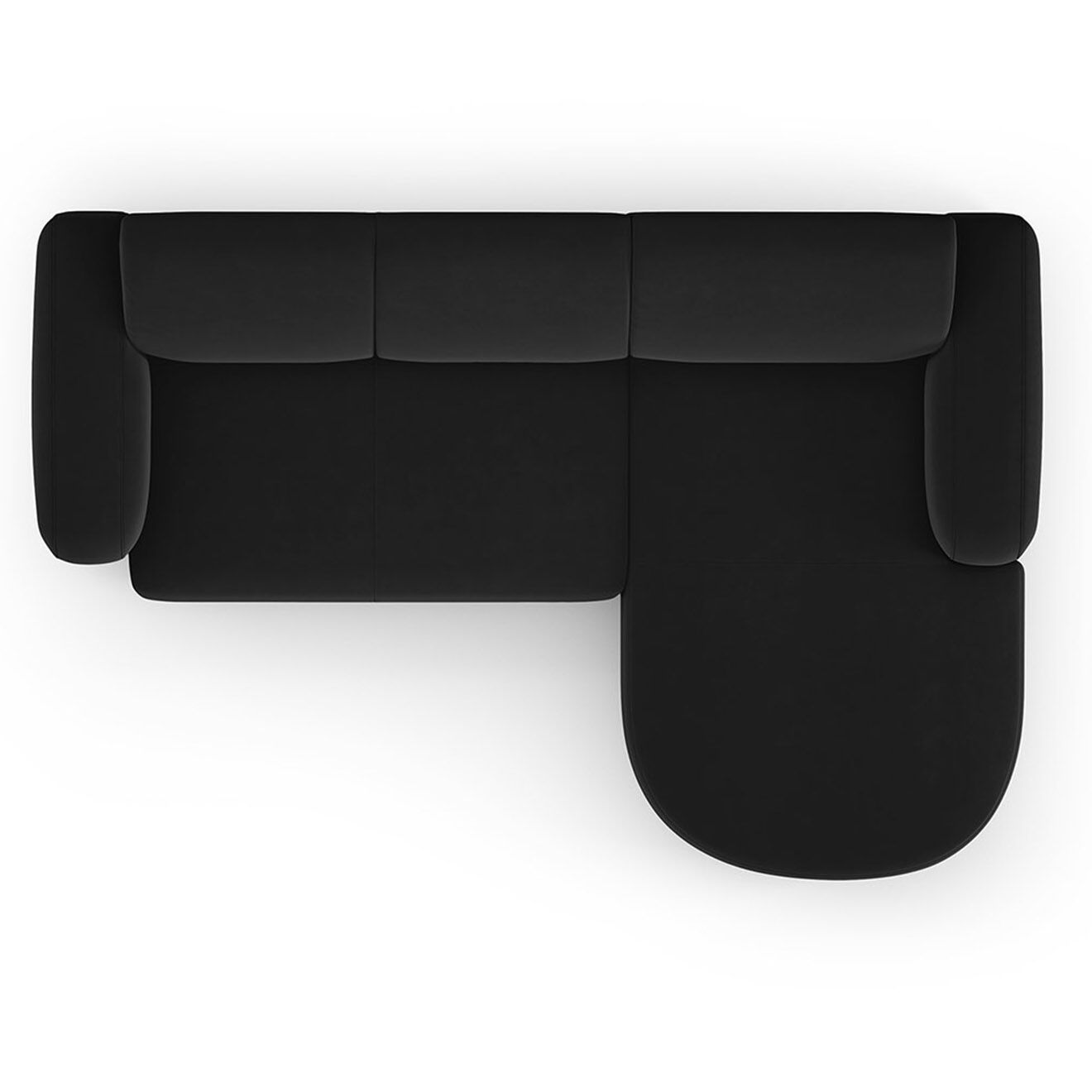 Mazzini Sofas Canapé d'angle droit Velours Jasmin 4 Places noir - 250x170x72 cm