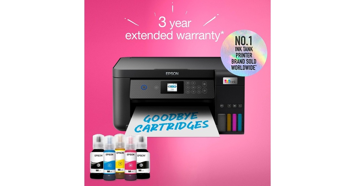 EpsonEcoTank ET-2851 A4 multifunctionele Wi-Fi-printer met inkttank all-in-one inkjetprinter  (Zwart, Scannen, Kopiëren, Wi-Fi, inclusief tot 3 jaar inkt)