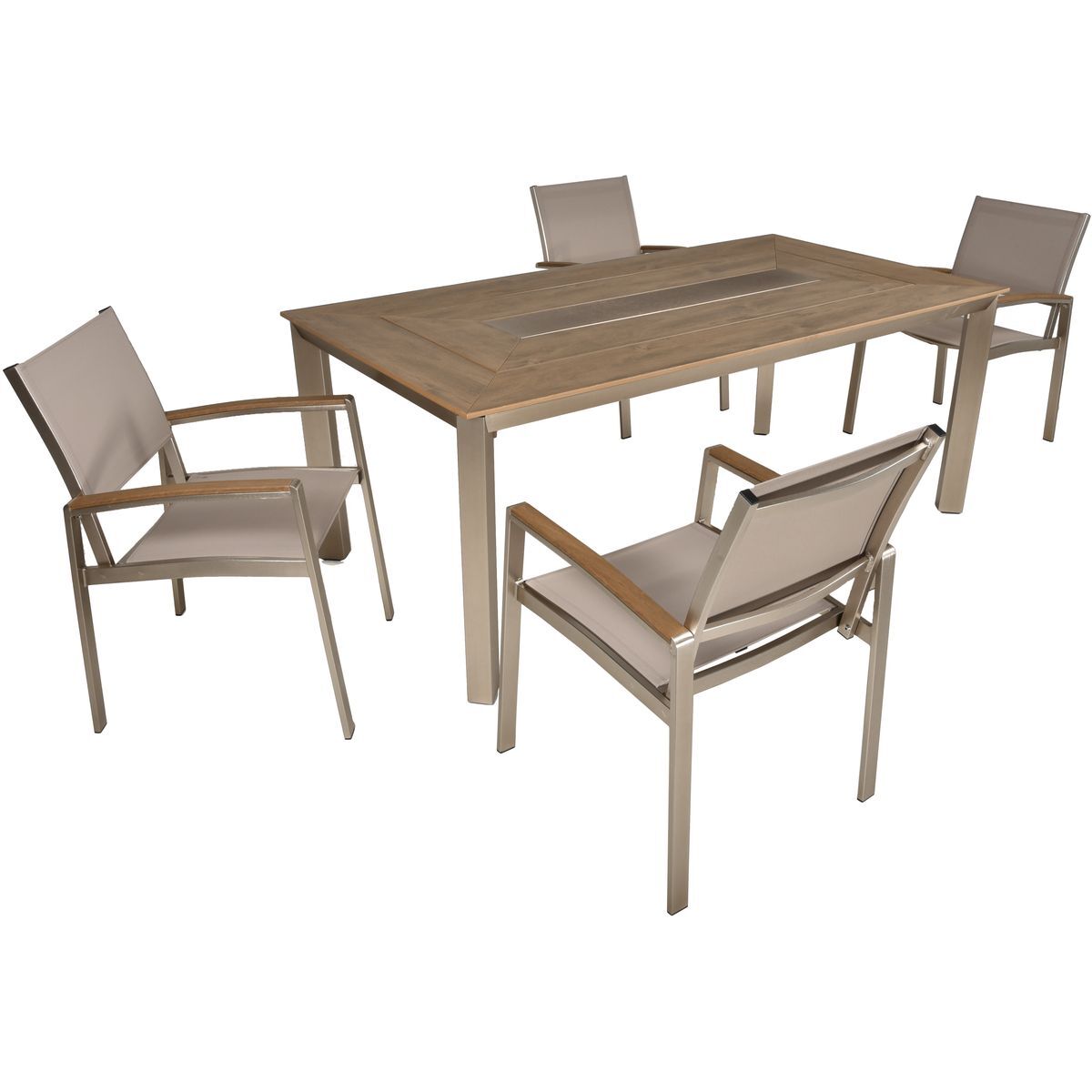 5-teilige Tischgruppe FLORENCE - champagner-grau - Aluminium