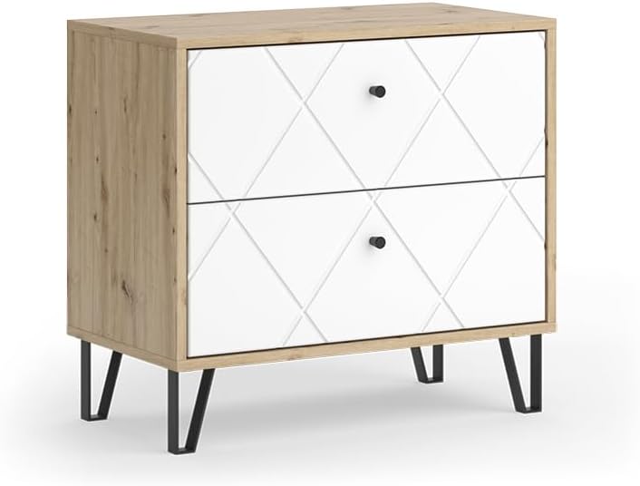 Vicco Nachttisch Nizza, Artisan/Weiß, 66 x 60.2 cm mit 2