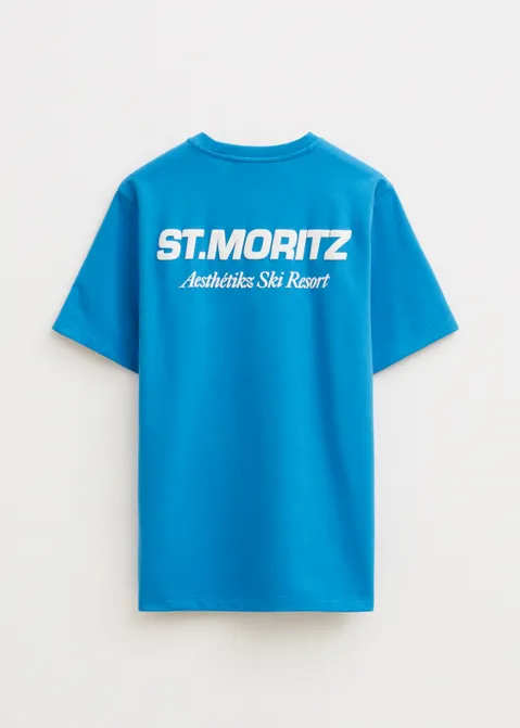 T-shirt met print St Moritz blauw (BLW)