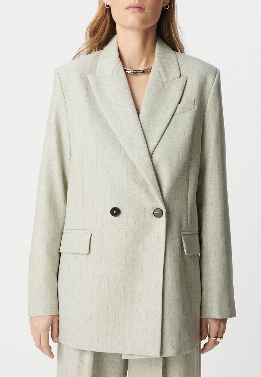 IKKS<br>Blazer de abotoamento duplo com listras metálicas finas