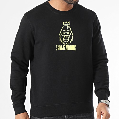 Sweat Crewneck Gorille King Noir Jaune Fluo