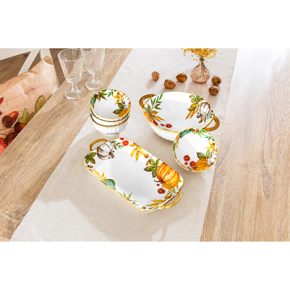 genialo - ﻿Porzellan-Set „Goldener Herbst“, 6-teilig