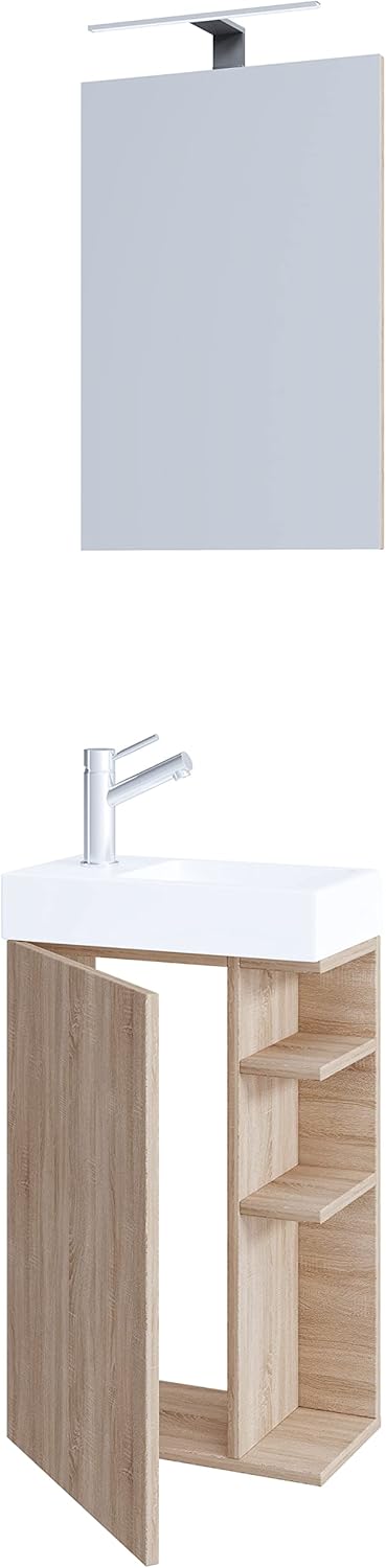 3-TLG Set | Waschplatz für Gäste WC | Gästebad Toilette | Waschtisch mit Spiegel | Badmöbel Badezimmer Set – Lumia