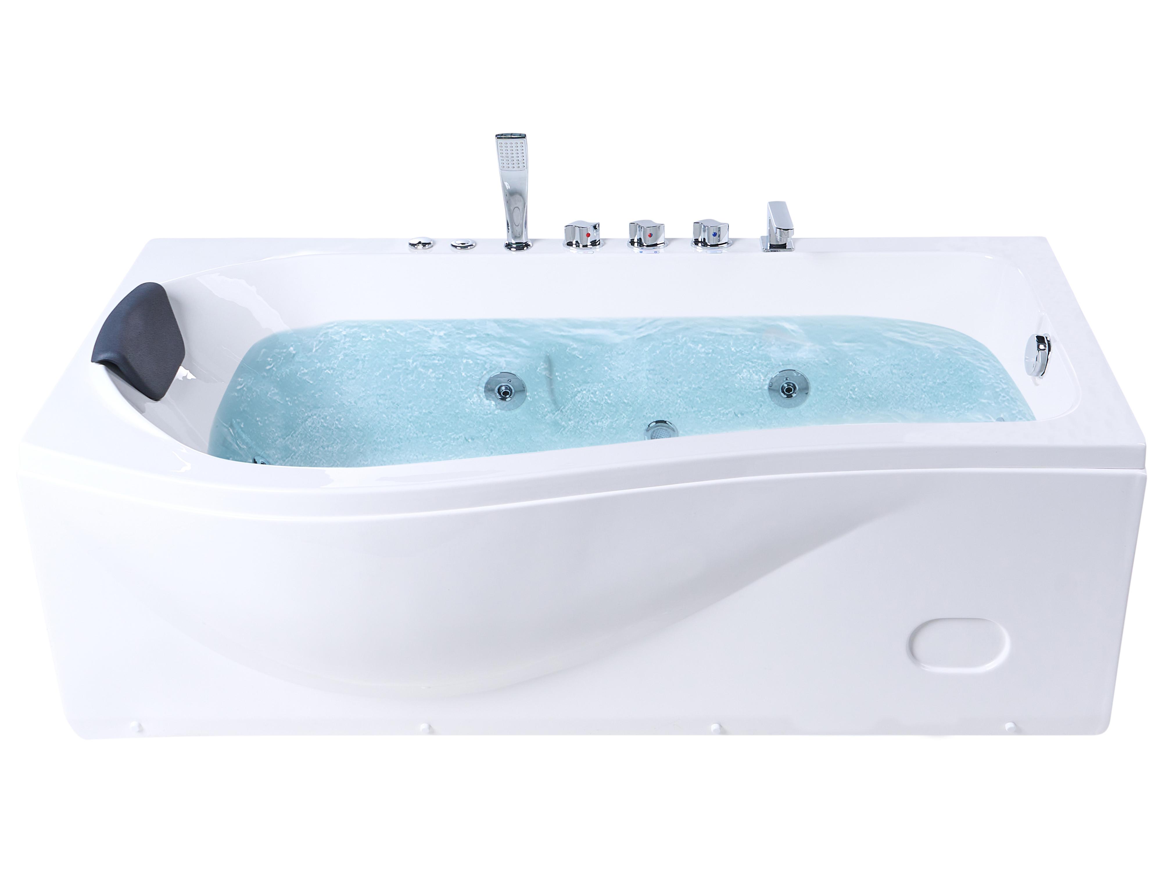Hoek bubbelbad met LED POZUELOS 170 x 90 cm Wit