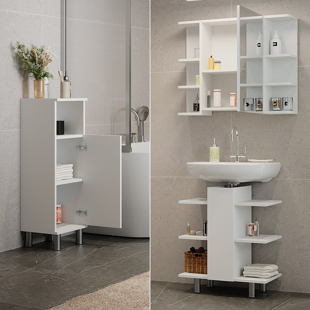 Vicco Badmöbel-Set Fynn Weiß 3 Teile Midischrank