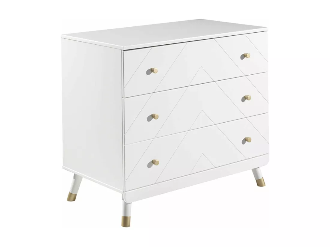 TINY WHITE - Table à langer et Commode 3 Tiroirs Motif Graphique