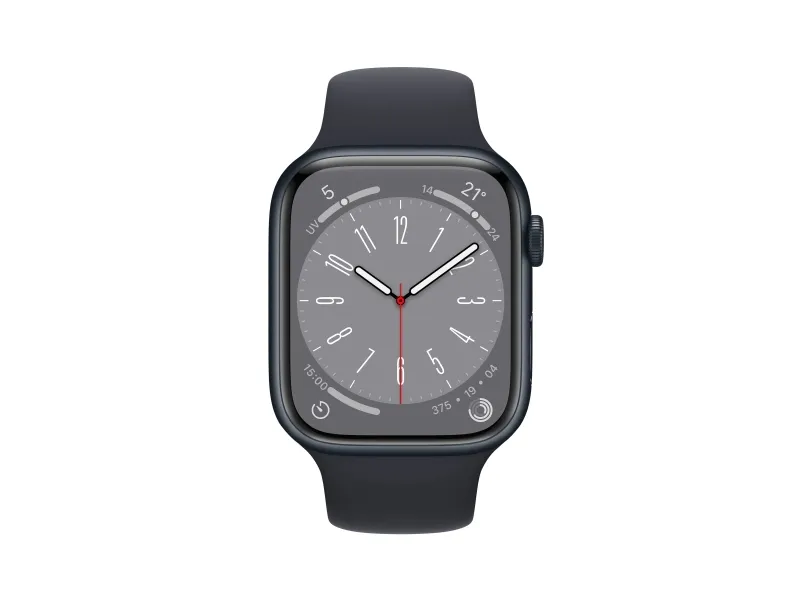 Apple Watch Series 8 (GPS   Cellular) - 45 mm - midnatsaluminium - smart ur med sportsbånd - fluoroelastomer - midnat - båndstørrelse: Almindelig - 32 GB - Wi-Fi, LTE, Bluetooth, UWB - 4G - 38.8 g
