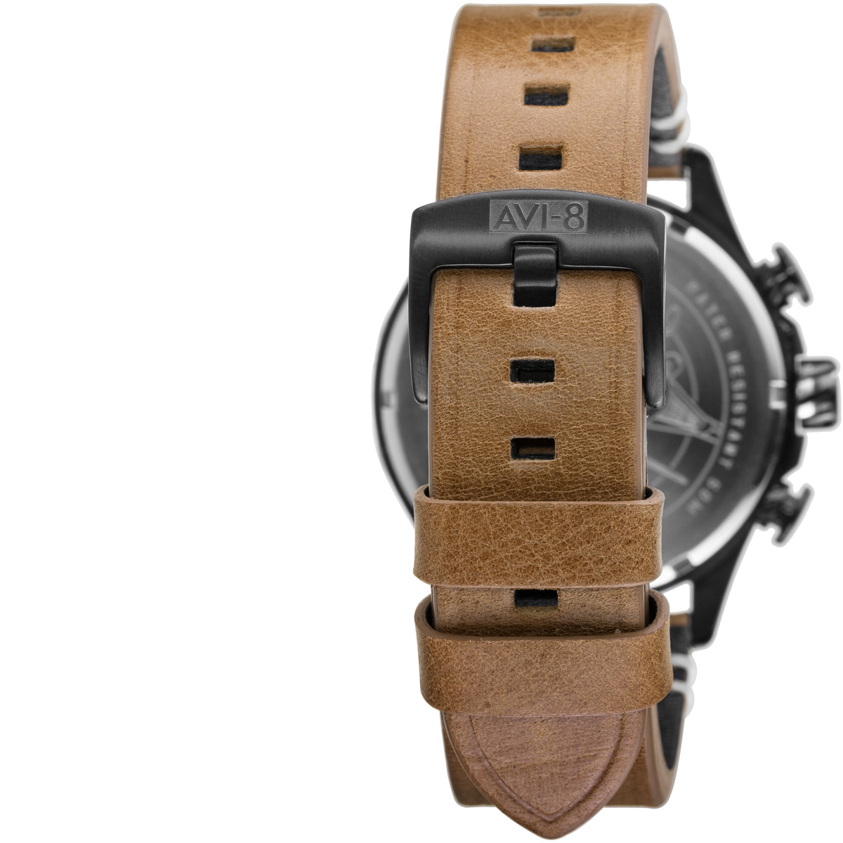 Montre AVI-8 homme chronographe acier cuir marron