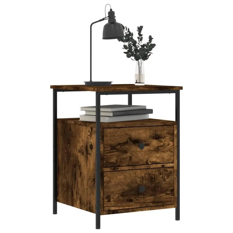 vidaXL - Nachtkastje - Bruin - Bewerkt hout - 2 stuks