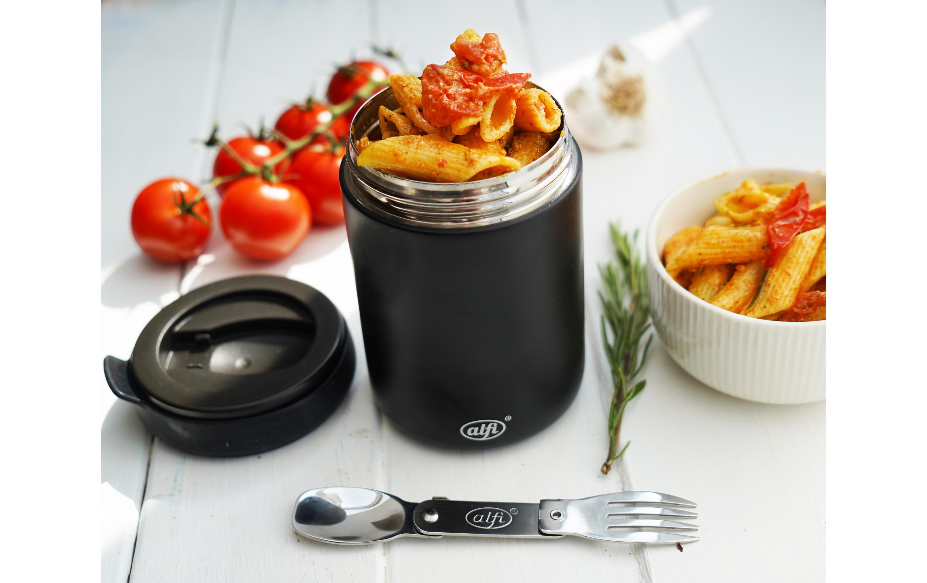 Thermo-Foodbehälter 0.35 l, Schwarz MattOutdoor-Behälter aus Edelstahl mit Göffel