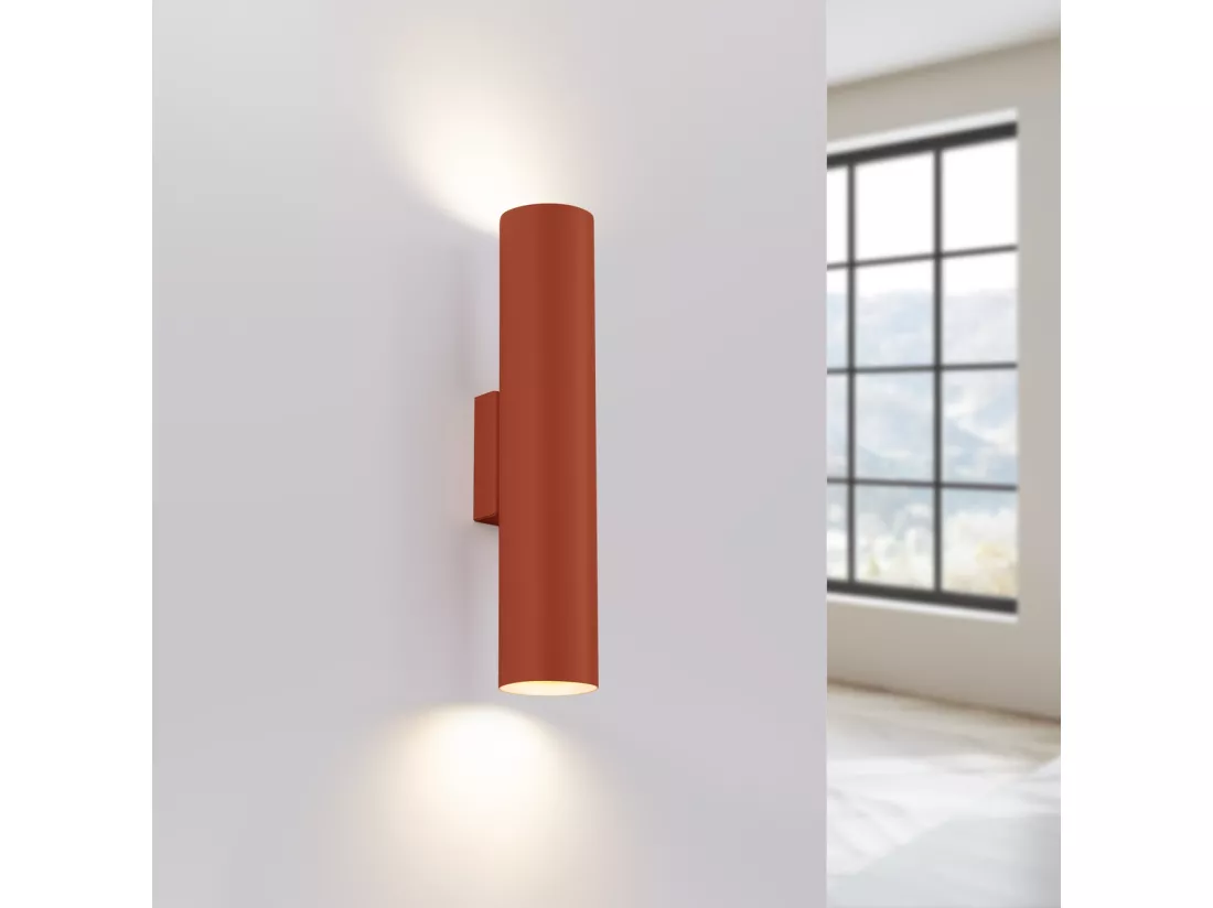 Applique Lagos grenier en acier - 2 sources lumineuses - L.6 x H.30 cm - ocre rouge