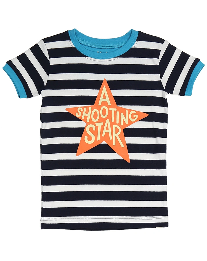 Schlafanzug STARS AND STRIPES – GLOW IN THE DARK kurz in dunkelblau