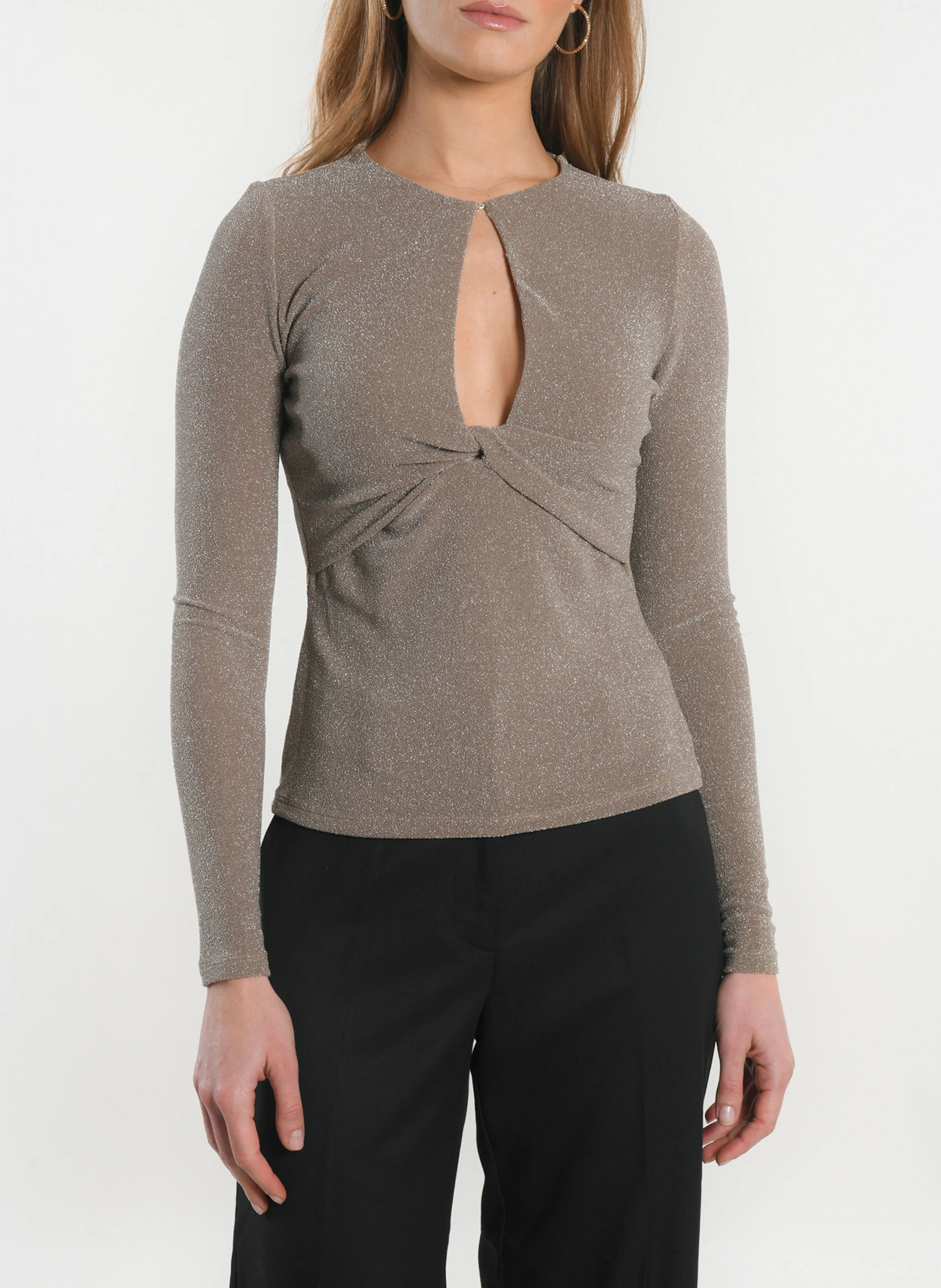 SAYA - Top ajusté col rond | Beige