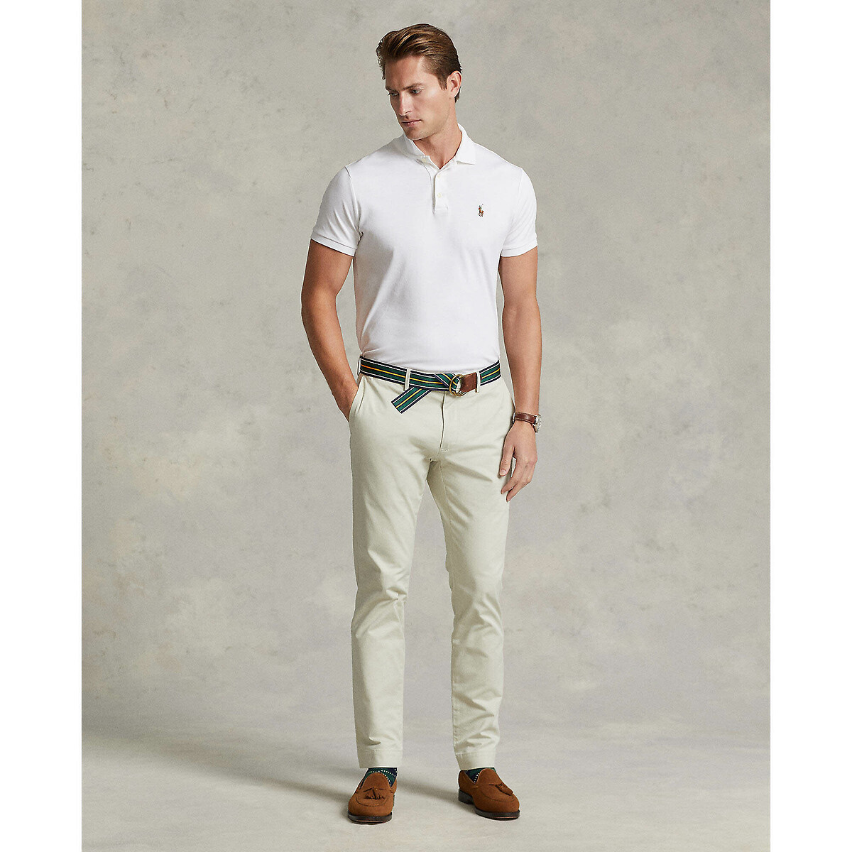 POLO RALPH LAUREN<br>Polo direita com corte personalizado em tricô interlock