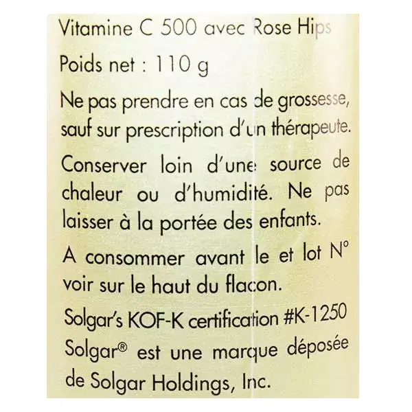 Solgar Vitamina C 500 com Rosa Mosqueta 100 comprimidos